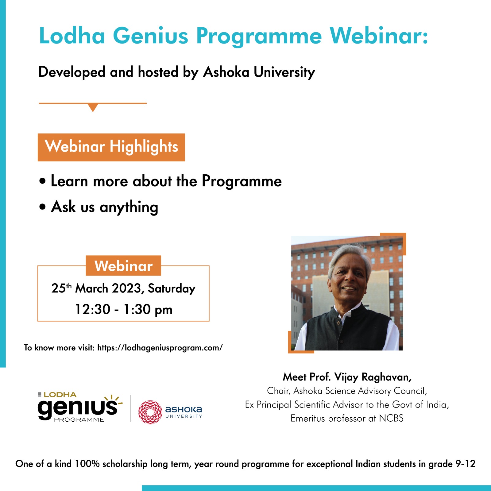 Lodha Genius Programme Scholarship Events and inar Lodha