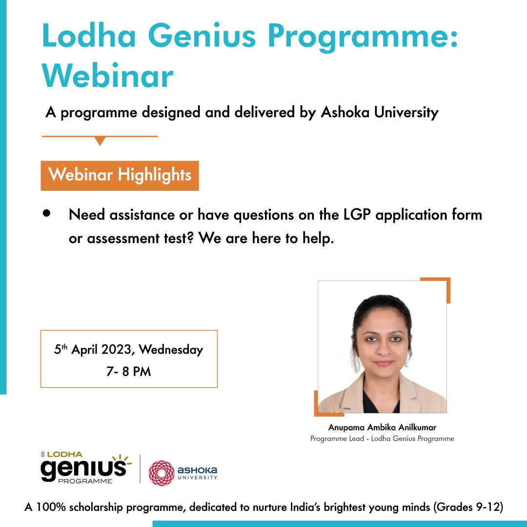 Lodha Genius Programme Scholarship Events and inar Lodha